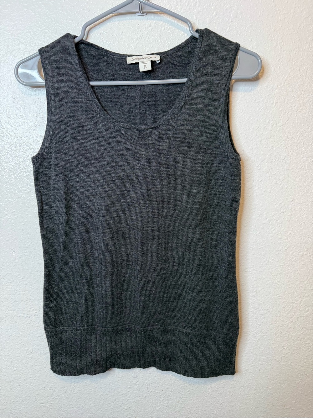 Coldwater Creek Merino Wool Blend Sweater Vest Ribbed Hem Size Extra Small 4/6